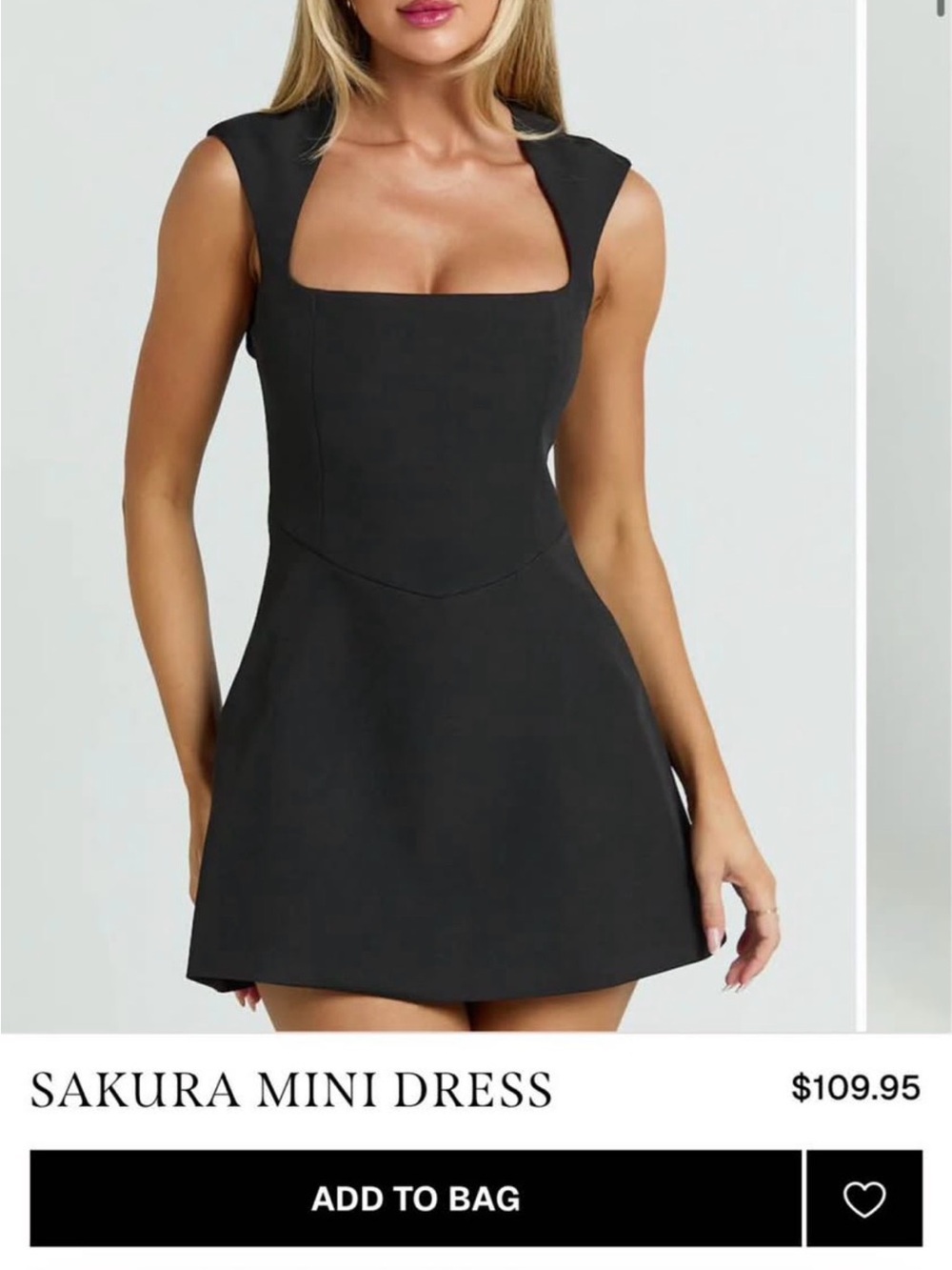 Showpo Black Square Neck Sakura Mini Dress